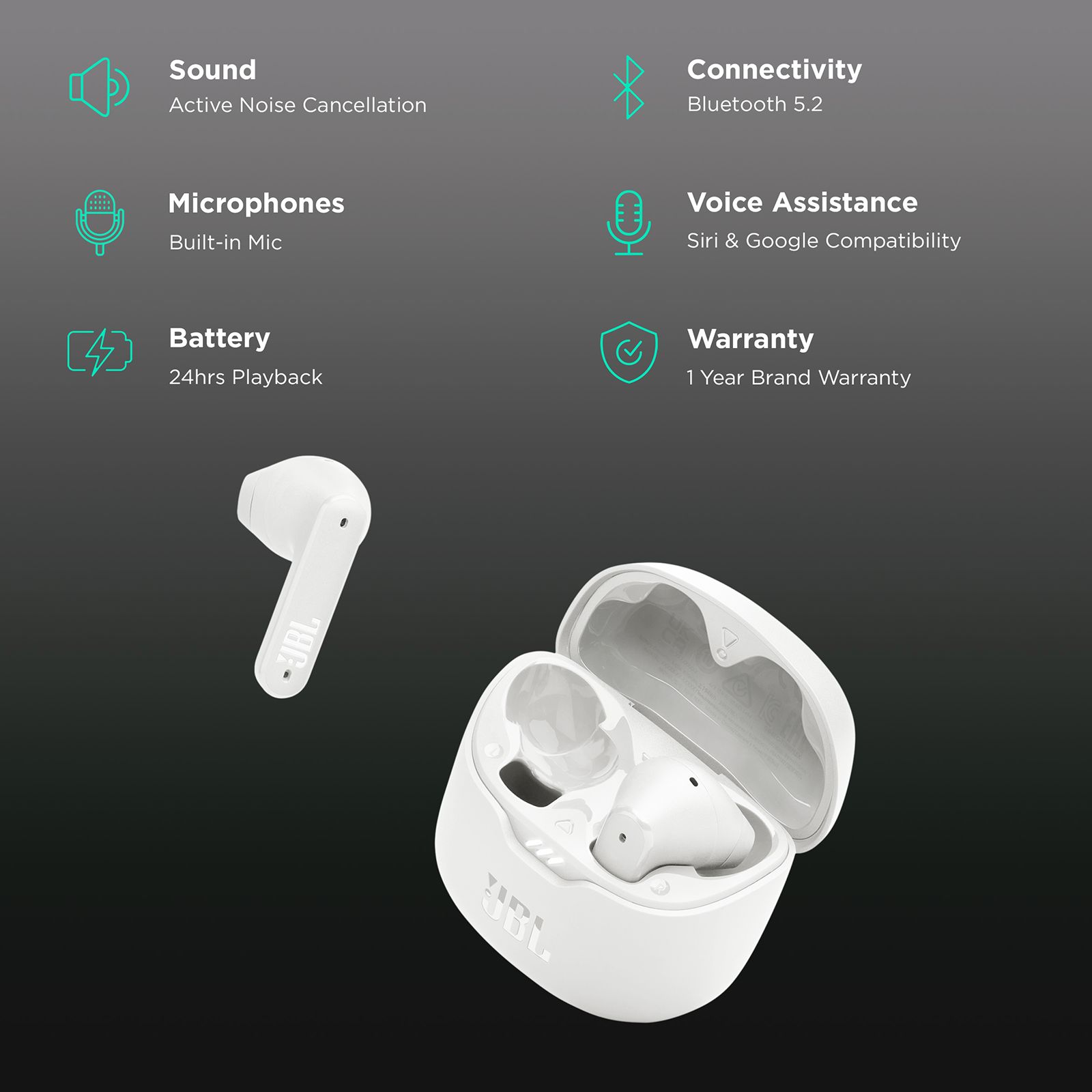 Buy JBL Tune Flex JBLTFLEXWHT TWS Earbuds with Active Noise ...